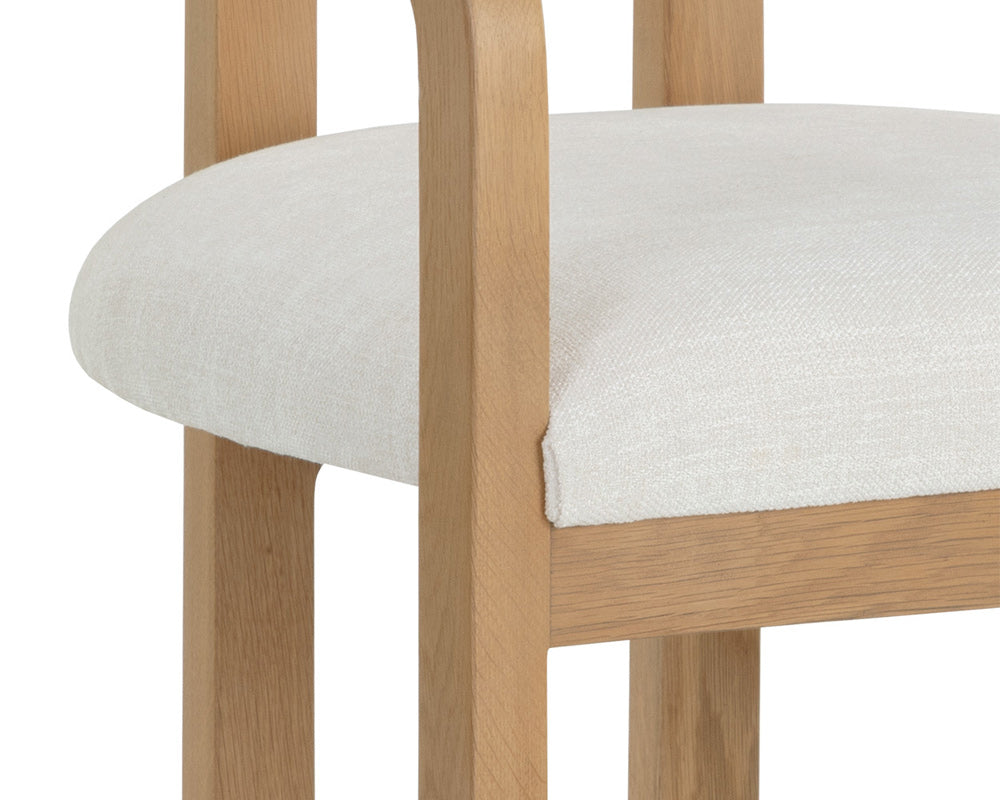 Sunpan - Westport Madrone Dining Armchair - Rustic Oak - Heather Ivory Tweed - 111584_CLOSEOUT view 6