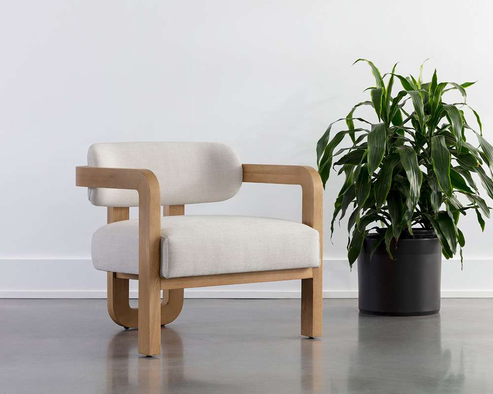 Sunpan - Westport Madrone Lounge Chair - Rustic Oak - Heather Ivory Tweed - 111586 veiw 5