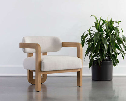 Sunpan - Westport Madrone Lounge Chair - Rustic Oak - Heather Ivory Tweed - 111586 veiw 5