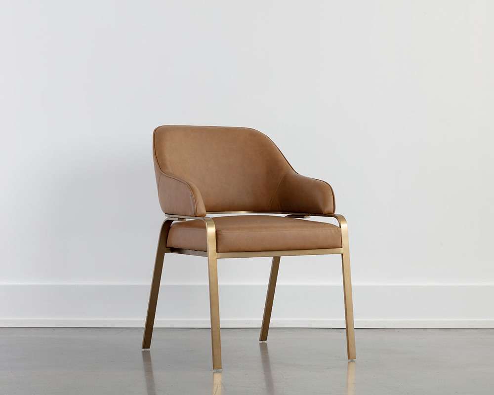 Sunpan - Ikon Malachi Dining Armchair - Milliken Cognac - 111202 veiw 5
