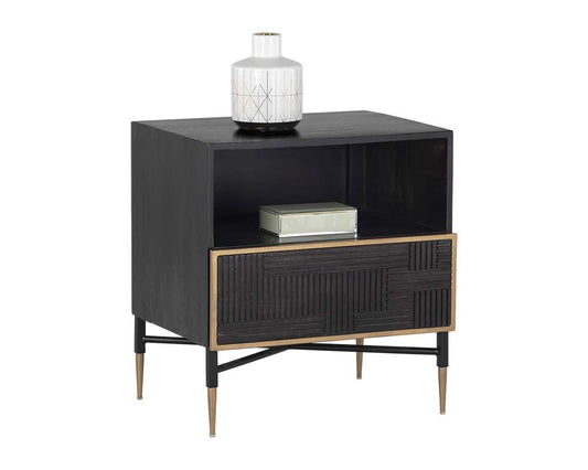 Sunpan - Markwood Nightstand - Brass - Dark Brown - 105798 veiw 1