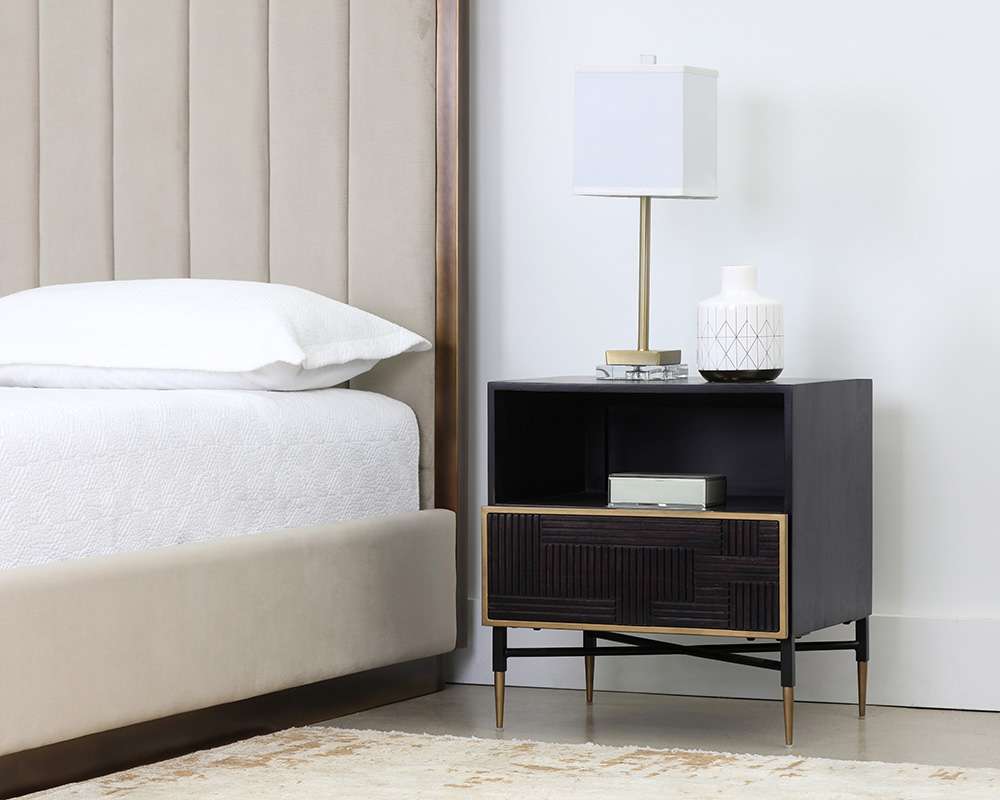 Sunpan - Markwood Nightstand - Brass - Dark Brown - 105798 veiw 4