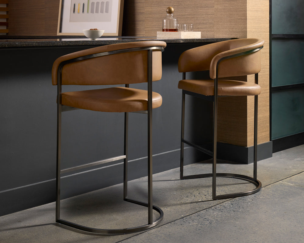 Sunpan - Ikon Marris Barstool - Gunmetal - Milliken Cognac - 111155 view 4