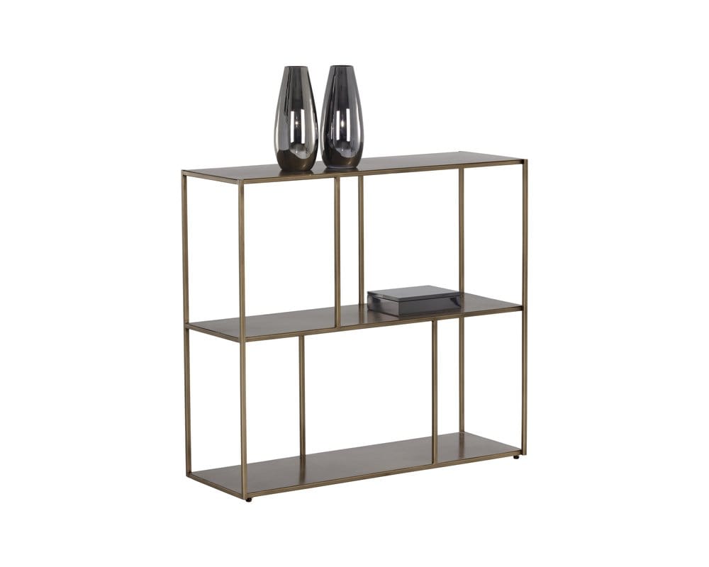 Sunpan - MIXT Eiffel Low Bookcase Medium - Antique Brass - 106602 view 1