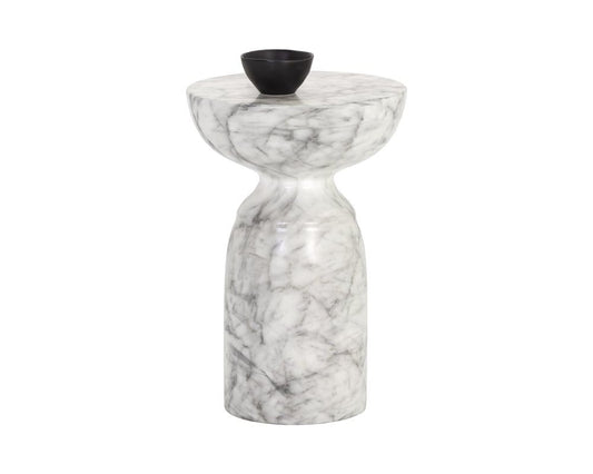 Sunpan - MIXT Goya End Table - Marble Look - White - 106284 view 2