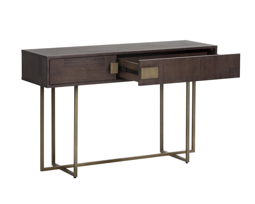 Sunpan - MIXT Jade Console Table - Antique Brass - Dark Mango - 102984 view 3
