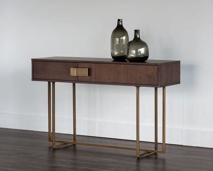 Sunpan - MIXT Jade Console Table - Antique Brass - Dark Mango - 102984 view 4