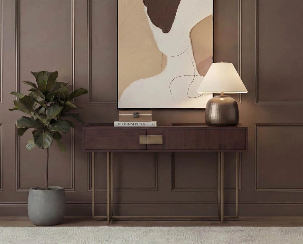 Sunpan - MIXT Jade Console Table - Antique Brass - Dark Mango - 102984 view 5