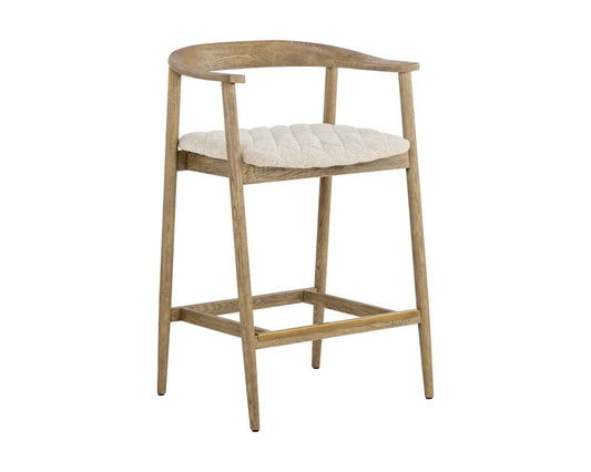 Sunpan - MIXT Jeremy Counter Stool - Weathered Oak - Dove Cream - 111008 view 1