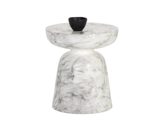 Sunpan - MIXT Lucida End Table - Marble Look - White - 106283 view 2