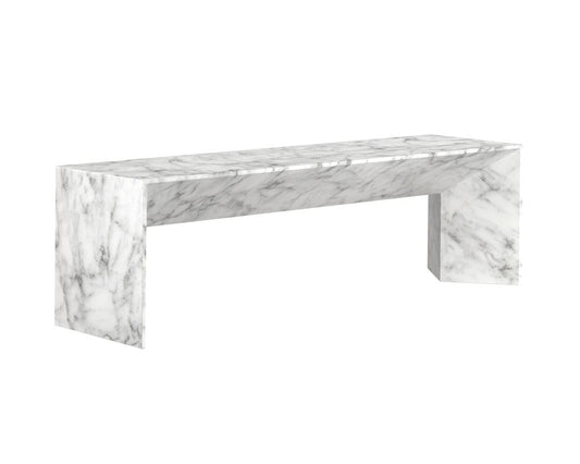 Sunpan - MIXT Nomad Bench - Marble Look - White - 108021_CLOSEOUT view 1