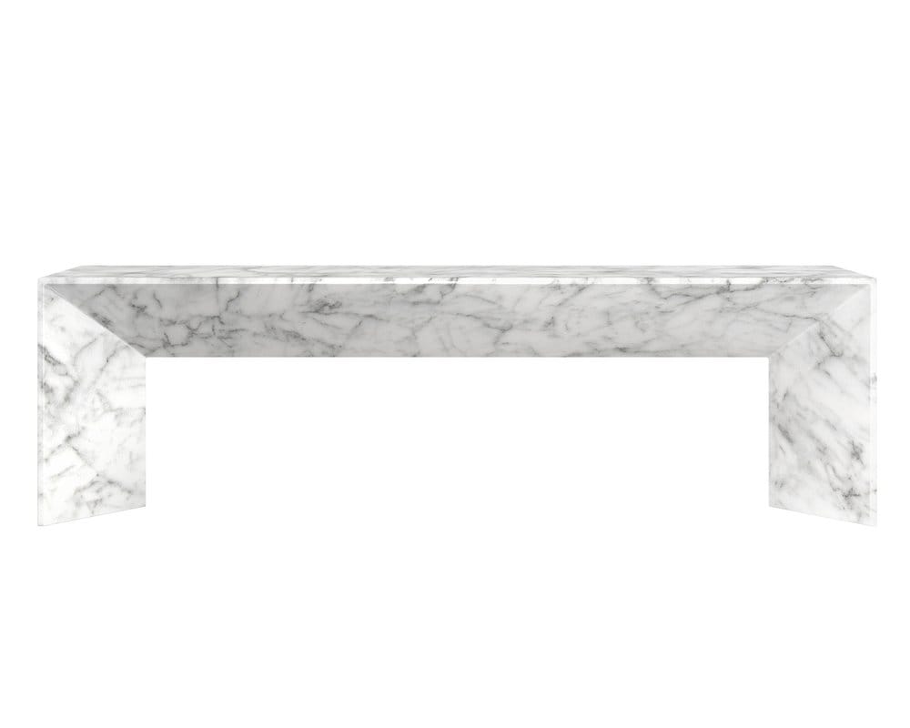 Sunpan - MIXT Nomad Bench - Marble Look - White - 108021_CLOSEOUT view 2