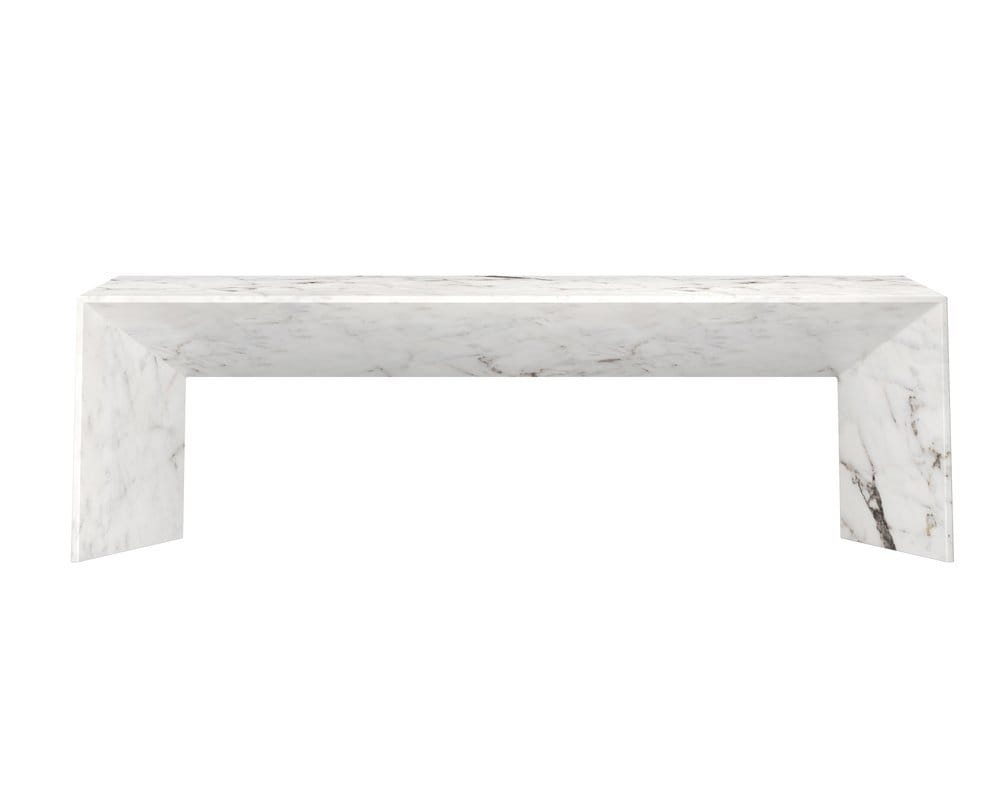 Sunpan - MIXT Nomad Bench - Marble Look - White - 108021_CLOSEOUT view 3