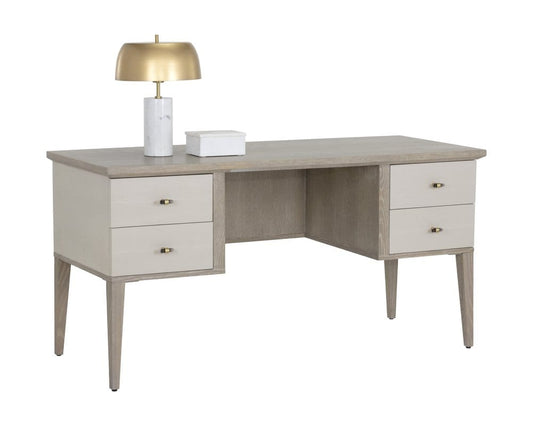 Sunpan - MIXT Pattinson Desk - White Ceruse - Oyster Shagreen - 106867 view 1