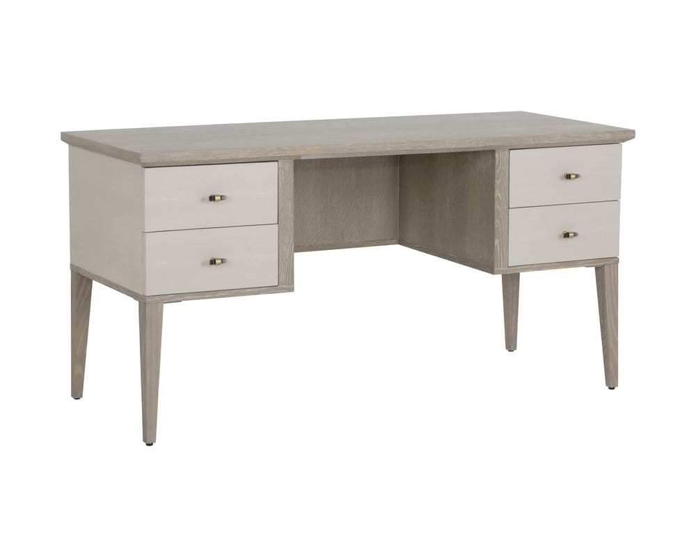 Sunpan - MIXT Pattinson Desk - White Ceruse - Oyster Shagreen - 106867 view 2