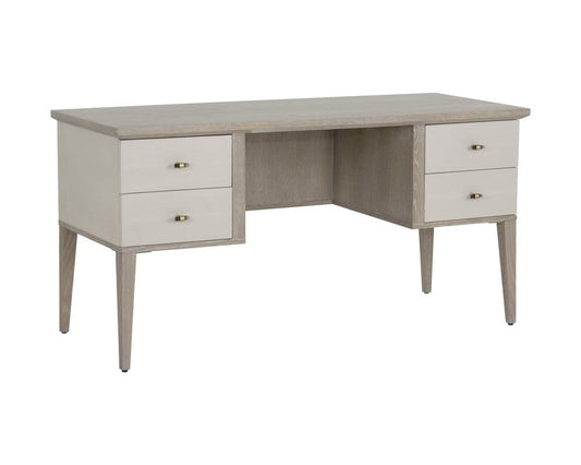 Sunpan - MIXT Pattinson Desk - White Ceruse - Oyster Shagreen - 106867 view 2