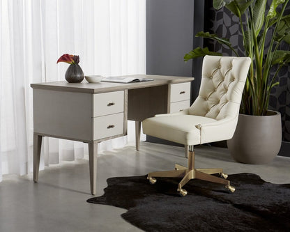 Sunpan - MIXT Pattinson Desk - White Ceruse - Oyster Shagreen - 106867 view 4