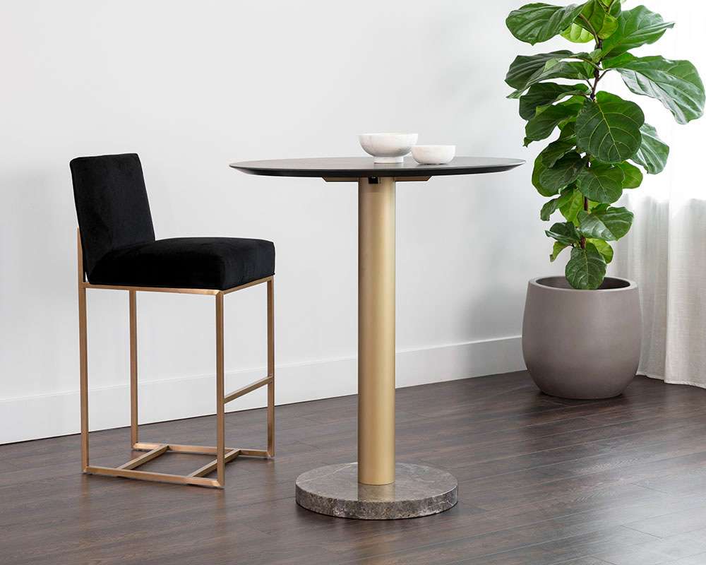 Sunpan - Artezia Monaco Bar Table - Gold - Grey Marble / Charcoal Grey - 108669 veiw 3