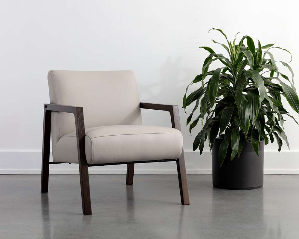 Sunpan - Neymar Lounge Chair - Linea Light Grey Leather - 107703 veiw 5