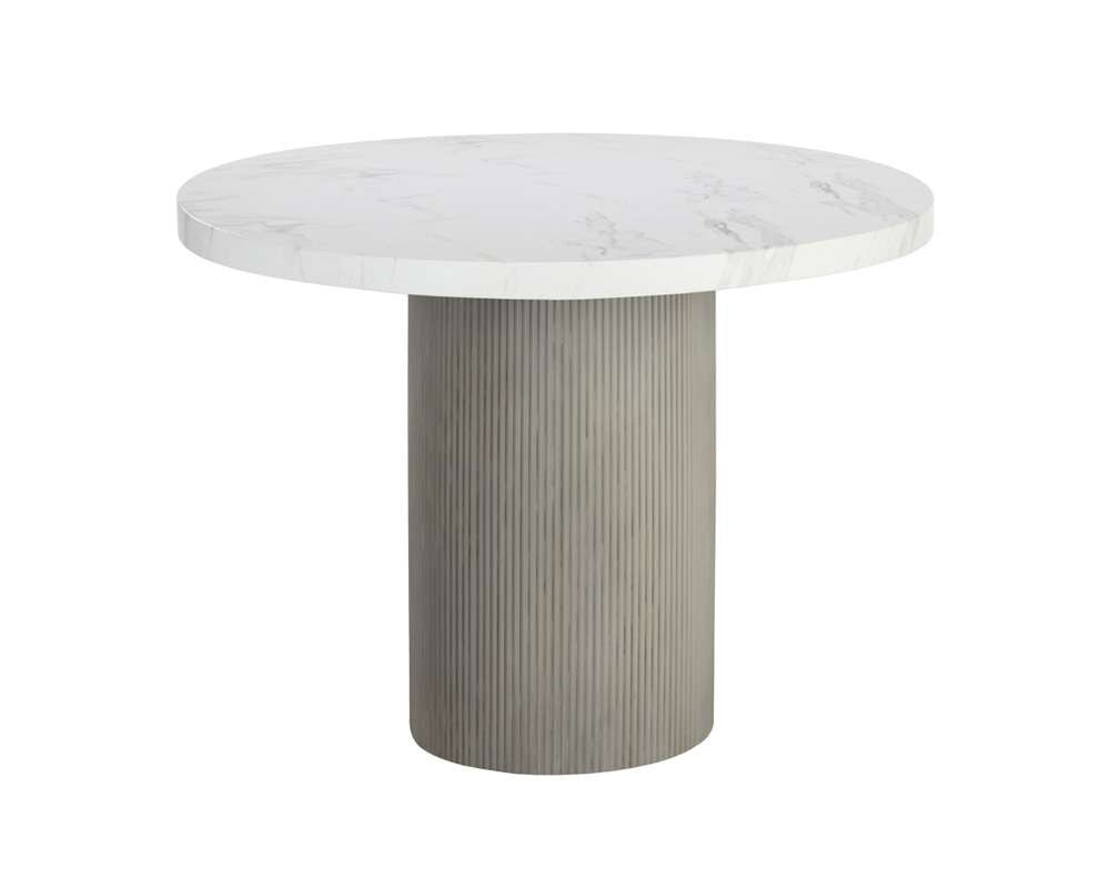 Sunpan - Nicolette Dining Table - Light Grey - Marble Look 40in - 110477_CLOSEOUT veiw 2