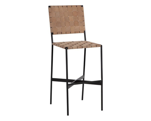 Sunpan - Omari Barstool - Suede Light Tan Leather - 107068_CLOSEOUT view 1