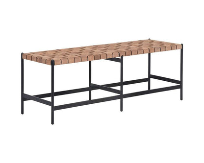 Sunpan - Omari Bench - Suede Light Tan Leather - 104916 veiw 1