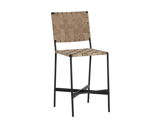 Sunpan - Omari Counter Stool - Suede Light Tan Leather - 107067 view 1
