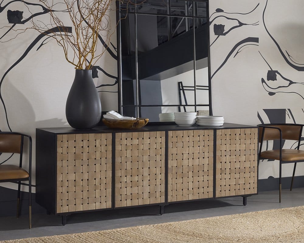 Sunpan - Omari Sideboard - Large - Suede Light Tan Leather - 110770 view 5