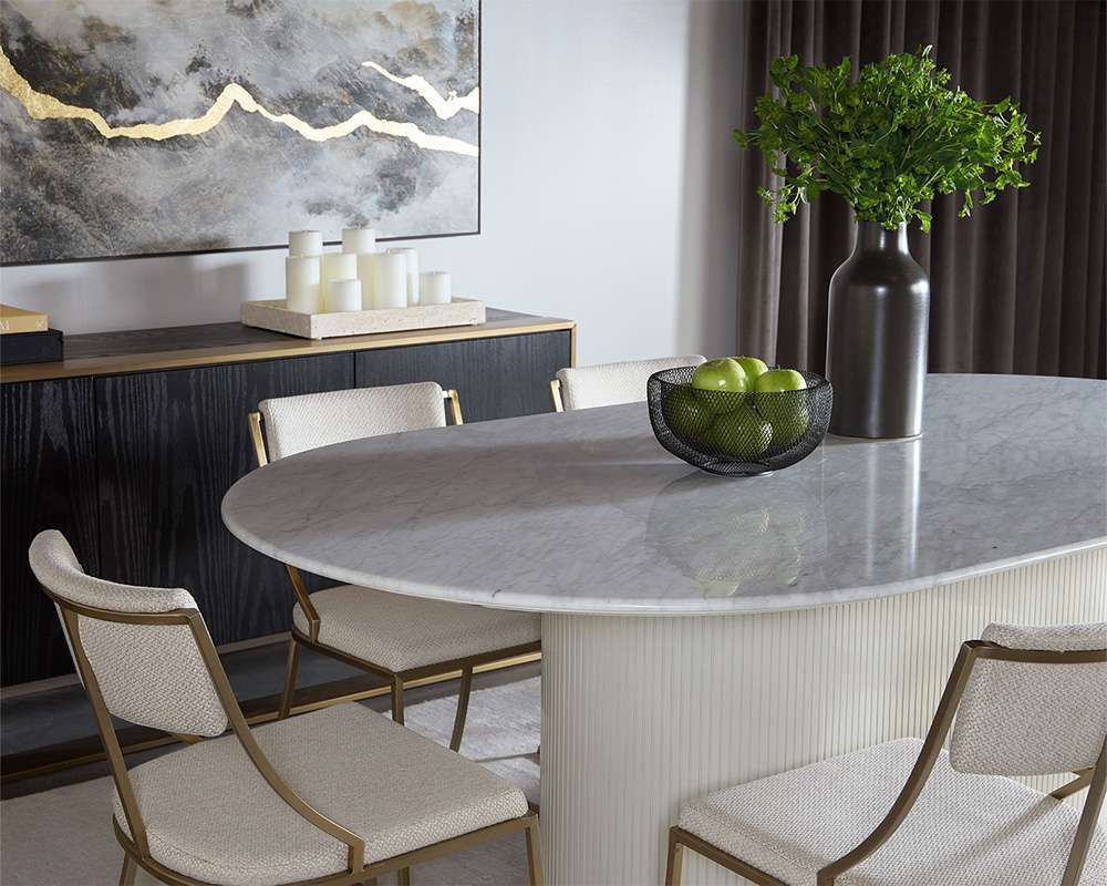 Sunpan - Ikon Paloma Dining Table - Oval - White Marble 84in - 110254 veiw 5