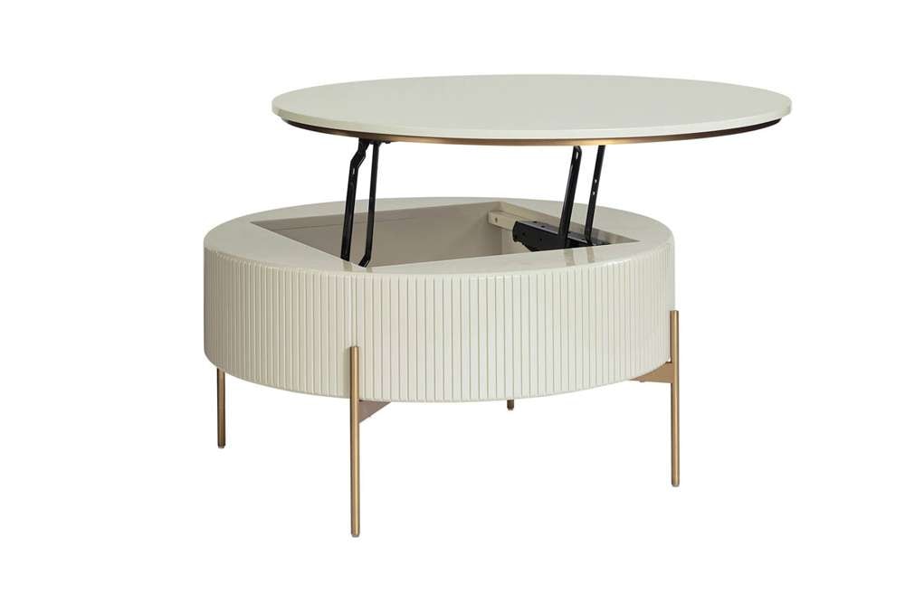 Sunpan - Ikon Paloma Lift Top Coffee Table - High Gloss Cream - 108335 veiw 3
