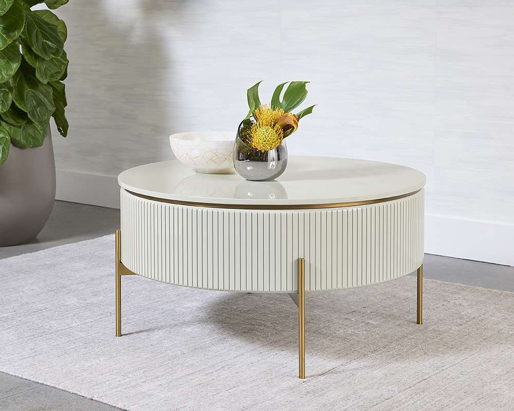 Sunpan - Ikon Paloma Lift Top Coffee Table - High Gloss Cream - 108335 veiw 4