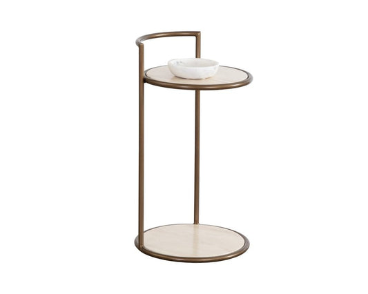 Sunpan - Parga End Table - Rustic Bronze - Travertine Look - 111256 view 1
