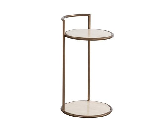 Sunpan - Parga End Table - Rustic Bronze - Travertine Look - 111256 view 2