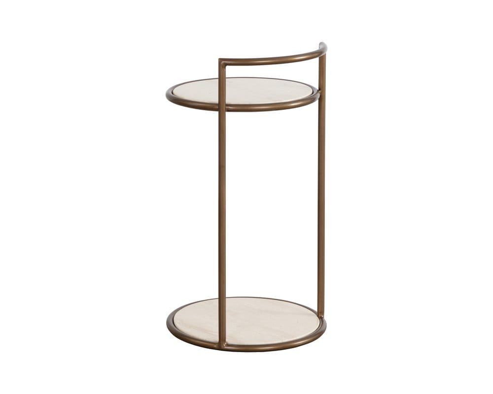 Sunpan - Parga End Table - Rustic Bronze - Travertine Look - 111256 view 4