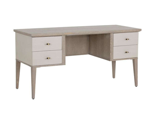 Sunpan - MIXT Pattinson Desk - White Ceruse - Oyster Shagreen - 106867 veiw 2