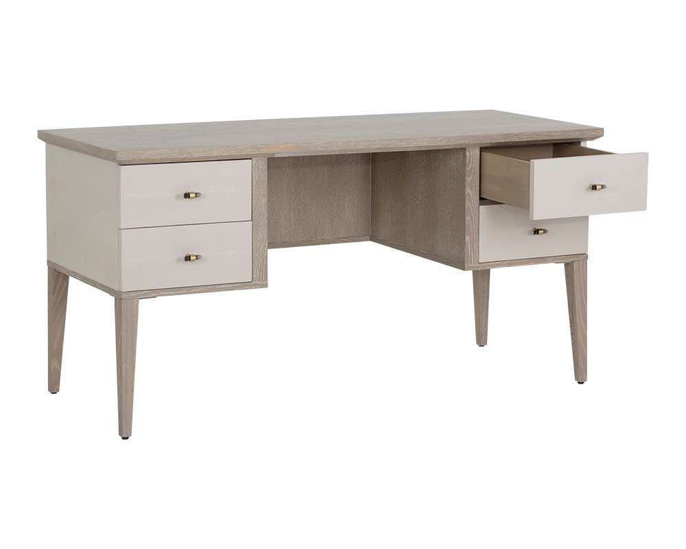 Sunpan - MIXT Pattinson Desk - White Ceruse - Oyster Shagreen - 106867 veiw 3