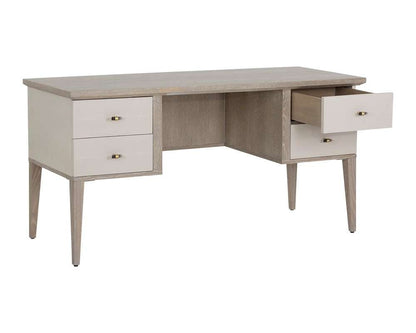 Sunpan - MIXT Pattinson Desk - White Ceruse - Oyster Shagreen - 106867 veiw 3