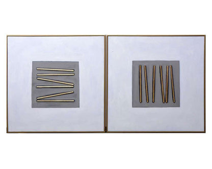 Sunpan - Pick Up Sticks (Set Of 2) - 48in X 48in - Gold Floater Frame - A0192