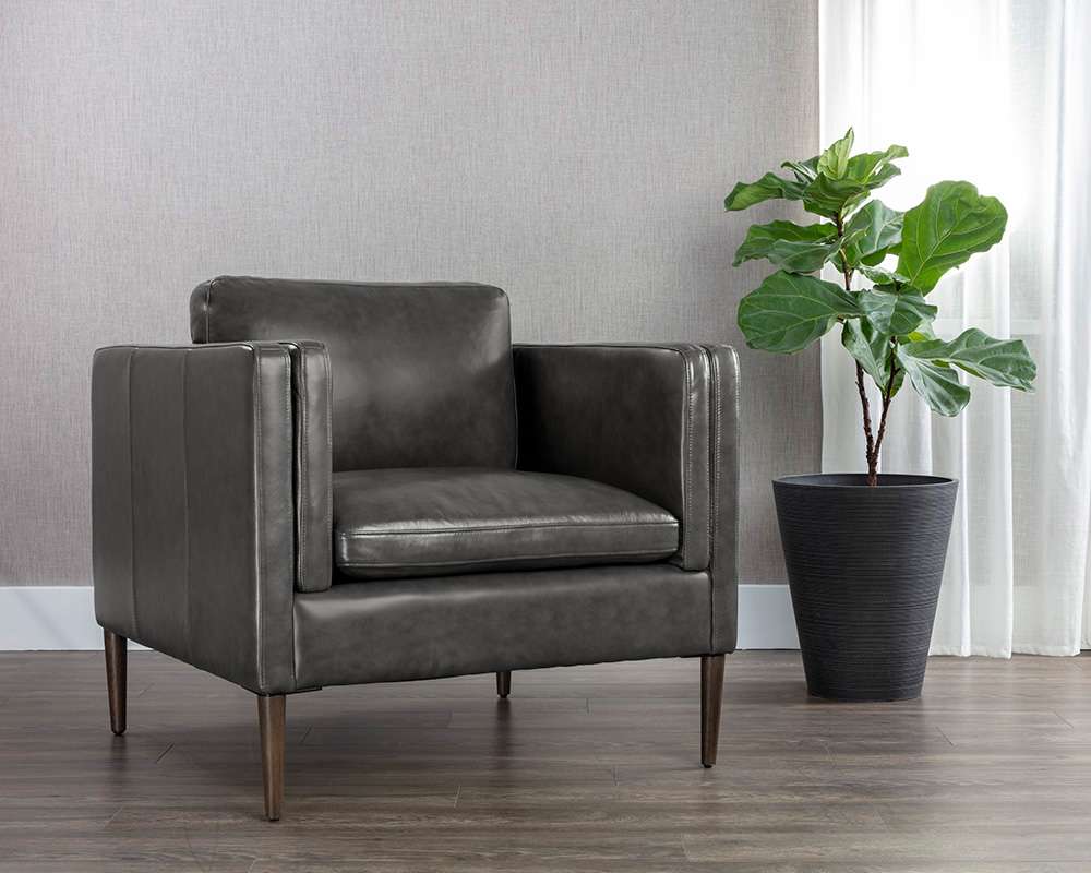 Sunpan - Richmond Armchair - Brentwood Charcoal Leather - 110575_SUN veiw 5