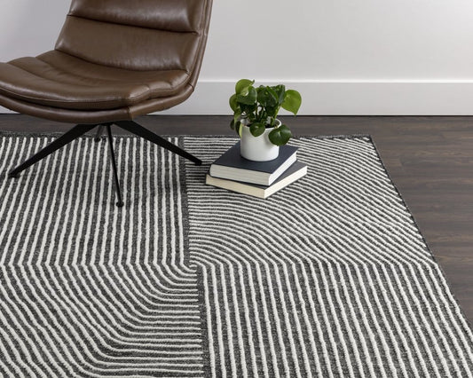 Sunpan - Serene Hand-Woven Rug - Black / White - 5 X 8 - 107588_CLOSEOUT view 2