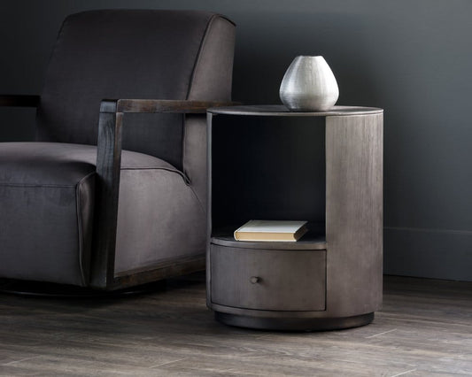 Sunpan - Siena Nightstand Round - Gunmetal - 105498 view 2