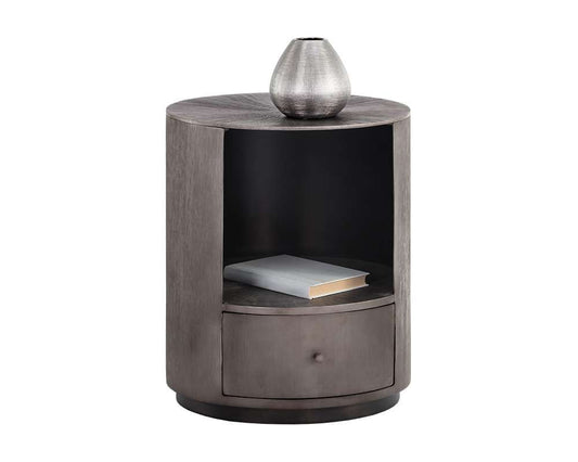Sunpan - Siena Nightstand Round - Gunmetal - 105498 veiw 1