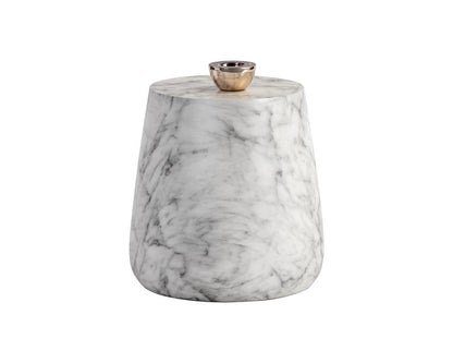 Sunpan - Solterra Aries Side Table - Marble Look - White - 106402 view 1