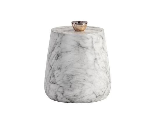 Sunpan - Solterra Aries Side Table - Marble Look - White - 106402 view 1