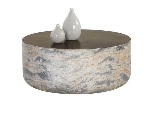 Sunpan - Solterra Diaz Coffee Table - Marble Look - Antique Brass - 107198 view 1