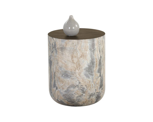 Sunpan - Solterra Diaz End Table - Marble Look - Antique Brass - 107199 view 1