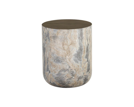 Sunpan - Solterra Diaz End Table - Marble Look - Antique Brass - 107199 view 2