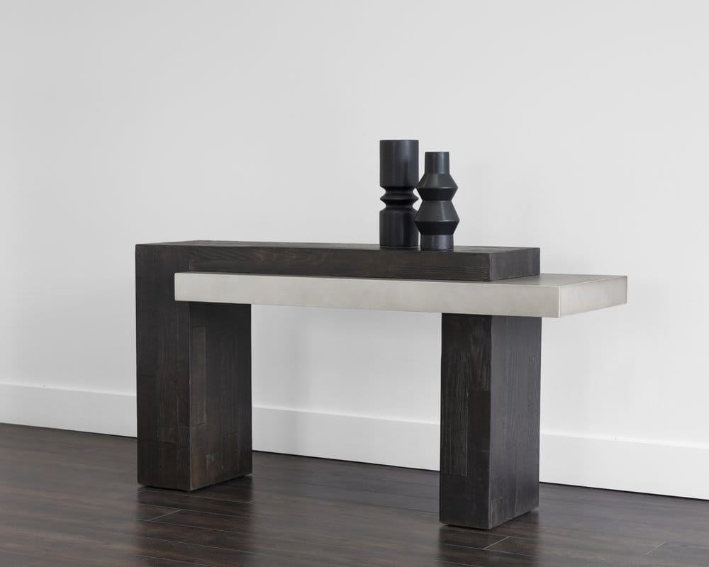 Sunpan - Solterra Herriot Console Table - Dark Brown / Grey - 108549 view 4
