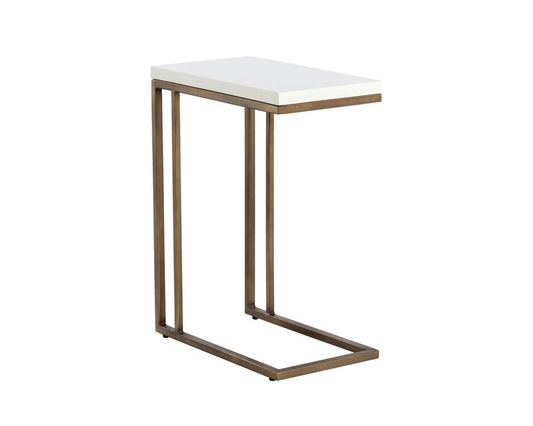 Sunpan - Solterra Sawyer End Table - Antique Brass - White - 108115 view 1