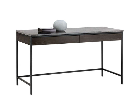 Sunpan - Artezia Stamos Desk - Black - Grey Marble / Charcoal Grey - 104634 veiw 1